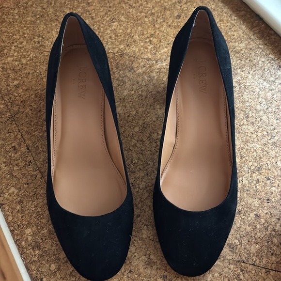 J. Crew Bryn black suede glitter block heels excellent condition - Picture 7 of 8